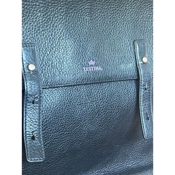 J. Estina Black Pebbled Leather Backpack Style Computer Bag Brief Case - Picture 5 of 16